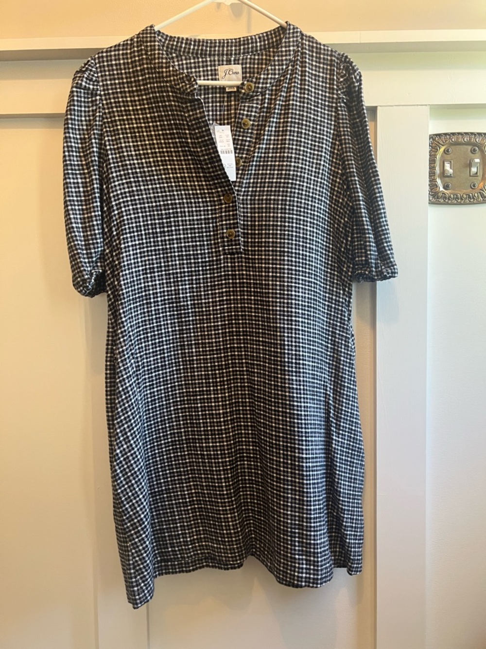 J. Crew Black and White Gingham Top
